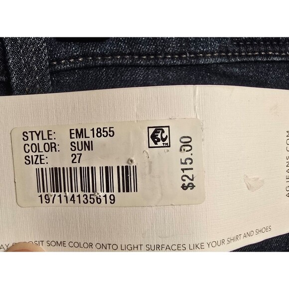 AG Adriano Goldschmeid New With Tags cigarette leg dark denim jeans size 27 - Picture 6 of 12